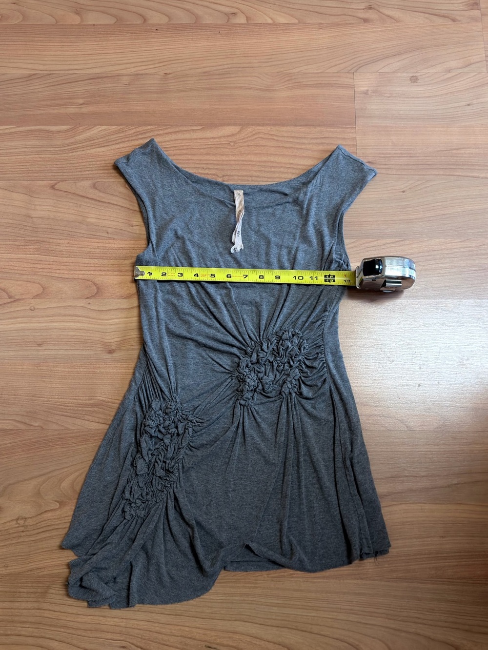 Bailey 44 Gray Ruched Floral Accent Top